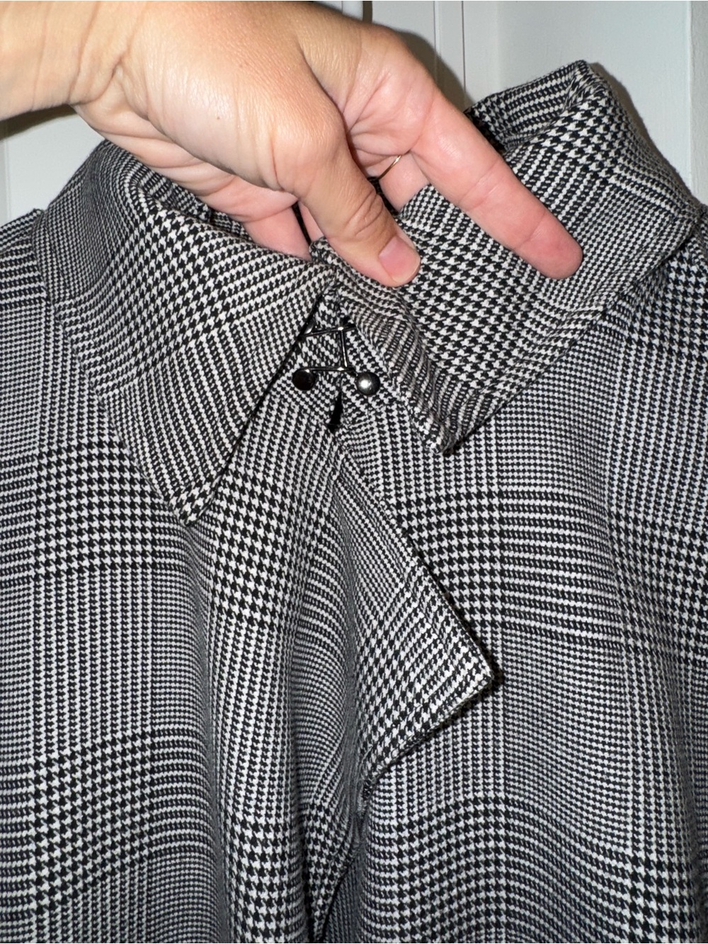 Carolina Belle Black and White Plaid Trench Coat - Picture 5 of 5
